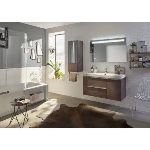 Шкаф Odeon Up 35х34х96 см, медный бетон, 2 полки, ящик, зеркальная дверца, шарниры справа, правый EB893D-N28 Jacob Delafon