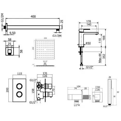 Комплект для душа Plumberia Selection TAG KITTGT18QCR53