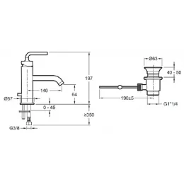 Смеситель для умывальника Purist неповоротный излив, с донным клапаном, термостат E14402-4A-CP Jacob Delafon