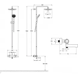 Душевая система Atom E26237-CP 3 режима, 25 см, round, с повор. изливом, термостат, верхний душ, с лейкой E26237-CP Jacob Delafon