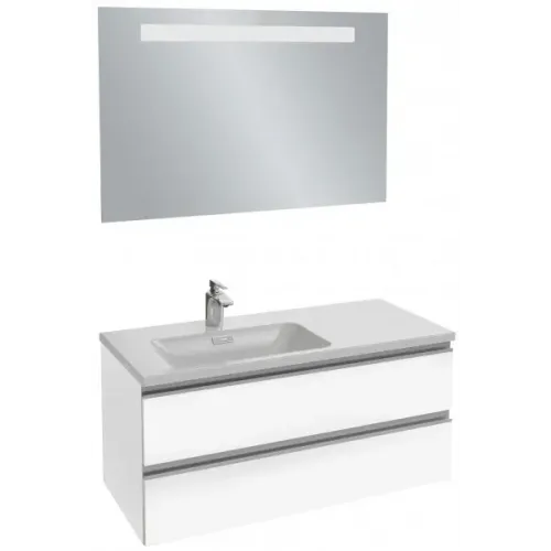 Модуль под раковину Vox 100х46х45 см, белый блестящий, встроенные ручки, для левосторонней раковины, 2 выдвижных ящика EB2025-RA-N18 Jacob Delafon