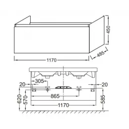 Модуль под раковину Odeon Up 117х48,5х45 см, белый блестящий EB887-N18 Jacob Delafon