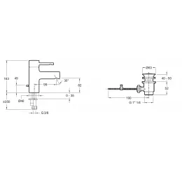Смеситель для умывальника Cuff излив 99мм, неповоротный излив, с донным клапаном, термостат E37041-CP Jacob Delafon