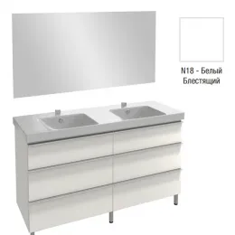 Комплект мебели для ванной Odeon Up 140 см, белый меламин, 6 выдвижных ящиков, полотно, подвесной монтаж E4779-00+EB996-N18+EB1190-NF Jacob Delafon