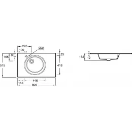 Накладная раковина Odeon Rive Gauche 80х51,5х12 см, матовая бронза, стекло, с отв. под смеситель EB2562-DE3 Jacob Delafon