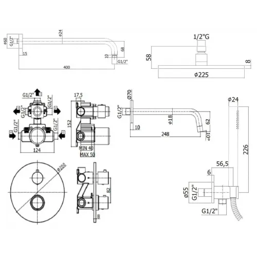 Комплект для ванны PAFFONI Light KITLIQ019CR046