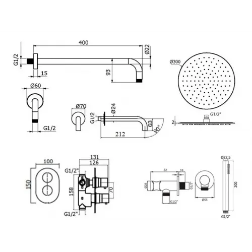 Комплект для ванны Plumberia Selection IXO KITXOT19CR60KING