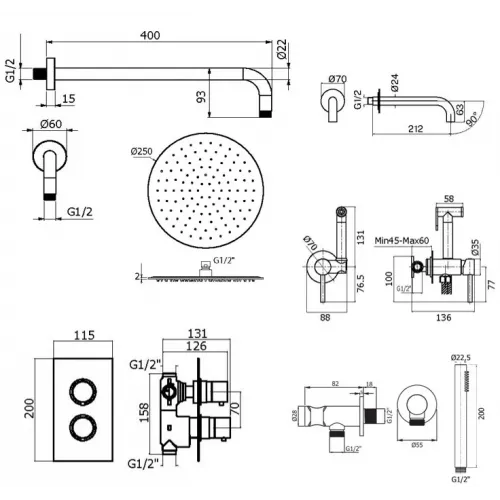 Комплект для ванны Plumberia Selection IXO KITZXOT19QNO60