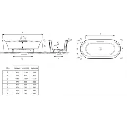 Чугунная ванна Volute 180х80 см, слив в комплекте, овальная, без антискользящего 6D064-00 Jacob Delafon