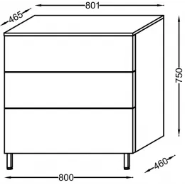 Тумба для ванной Vox 3 ящика, прямая ручка, квебекский дуб 80х46 см EB2068-R4-E10 Jacob Delafon