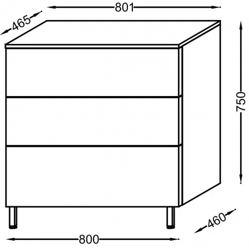 Тумба для ванной Vox 3 ящика, прямая ручка, квебекский дуб 80х46 см EB2068-R4-E10 Jacob Delafon