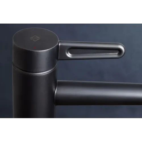 Смеситель для умывальника Nouvelle Vague матовый черный, низкий, чёрный цвет, неповоротный излив, без донного клапана E78336-BLV Jacob Delafon