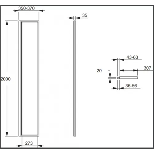 Душевая перегородка Walk-In Nouvelle Vague 30х200 см, зеркальн., 6 мм, черный профиль E94WS30-MZ Jacob Delafon