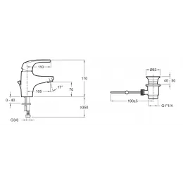 Смеситель для умывальника Nateo неповоротный излив, с донным клапаном E72250.СР Jacob Delafon