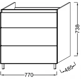 Модуль под раковину Odeon Up 77х48,5х73,8 см, 3 ящика, квебекский дуб EB993-E10 Jacob Delafon