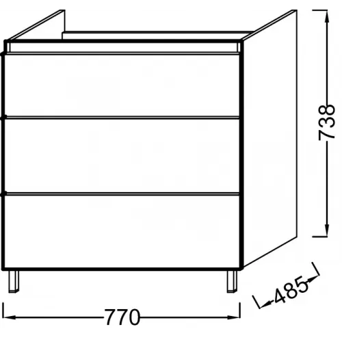 Модуль под раковину Odeon Up 77х48,5х73,8 см, 3 ящика, квебекский дуб EB993-E10 Jacob Delafon