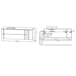 Модуль под раковину Nouvelle Vague 145х51х47 см, фактурный дуб, 2 ящика, 1 дверца EB3044-E73 Jacob Delafon