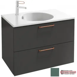 Модуль под раковину Odeon Rive Gauche 80х50,8х56,8 см, 2 ящика, эвкалипт глянцевый, ручки - медь EB2522-R7-G1O Jacob Delafon