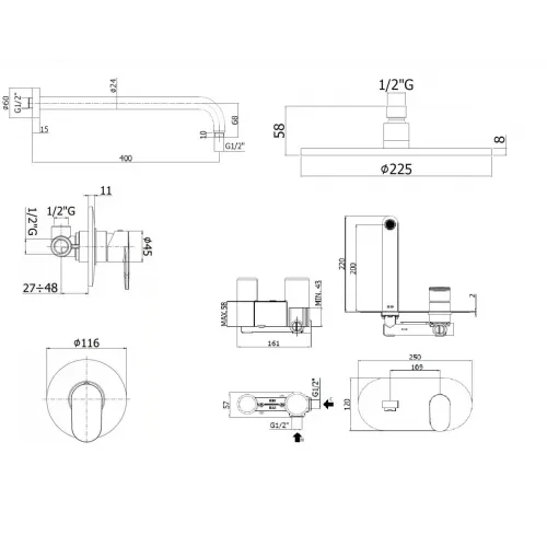 Комплект для душа Paffoni Candy KITCA010CR105