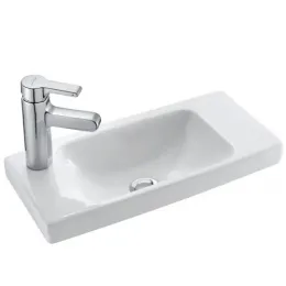 Подвесная раковина Odeon Up 50х22,5х9,5 см, с 2 размеченными отверстиями для смесителей, без переливного отверстия, санфарфор E4701-00 Jacob Delafon
