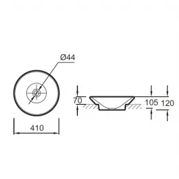Накладная раковина Manosque 41х41х12 см, без переливного отверстия, цвет вулканический черный, санфарфор E1144-V3 Jacob Delafon