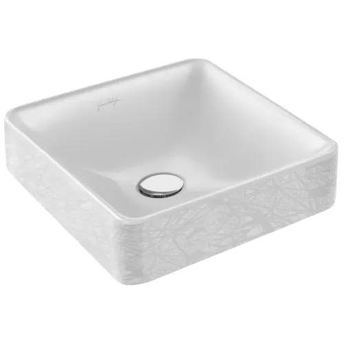 Накладная раковина Vox 40х40х13,5 см, карта парижа, отверстие перелива в передней части, санфарфор EVG102-PT5 Jacob Delafon