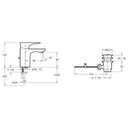 Смеситель для умывальника Gabin неповоротный излив, без донного клапана E78126-CP Jacob Delafon