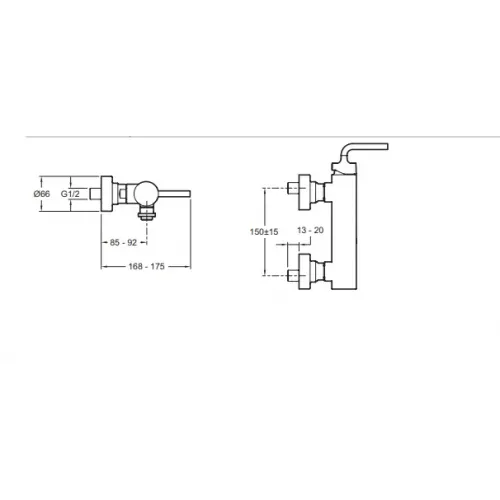 Настенный смеситель без излива Purist 1 функция, без лейки E14590-4A-CP Jacob Delafon