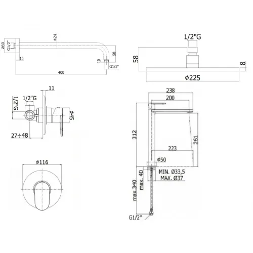 Комплект для душа Paffoni Candy KITCA010CR081