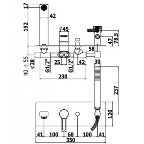 Смеситель для ванны с душем Paffoni Ringo RIN001NO
