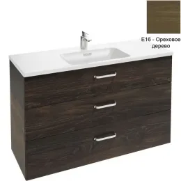 Модуль с раковиной Vox 120 см, ореховое дерево, 3 выдвижных ящика, прямоуг. ручки, 1 отверстие под смеситель, подвесной монтаж EXAB112-Z-00+EB2091-R2-E16 Jacob Delafon