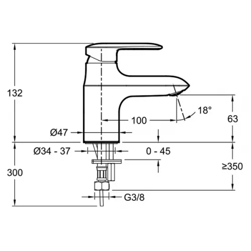 Смеситель для умывальника Kumin 6.3 см, неповоротный излив, без донного клапана, термостат E99984-CP Jacob Delafon