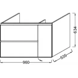 Модуль с раковиной Soprano 100 см, 2 ящика, плавное закрывание, раковина-столешница, квебенский дуб, подвесной монтаж EB1331-E10+EXK122-00 Jacob Delafon