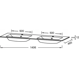 Мебельная раковина Sherwood 140,6х46,5 см, двойная, стекло, матовый белый EB1832RU-DE1 Jacob Delafon