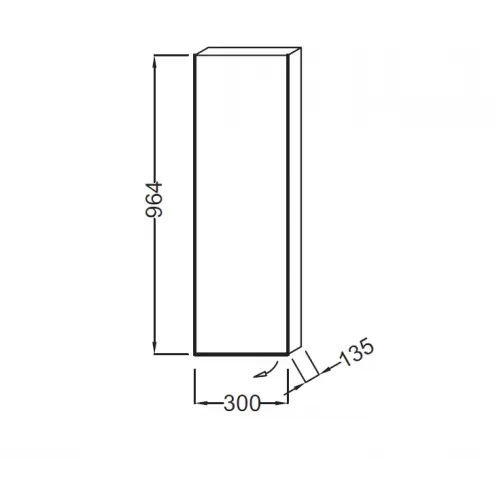 Шкаф Rythmik 30х13,5х96,4 см, белый блестящий, 3 полки, 2 из которых стеклянные, 1 дверца, шарниры справа, правый EB1059D-G1C Jacob Delafon