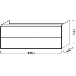 Модуль с раковиной Odeon Up 140 см, серый антрацит, подвесной монтаж E4779-00+EB997-N14 Jacob Delafon