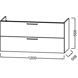 Модуль под раковину Odeon Rive Gauche 120х50,8х56,8 см, 2 ящика, серый антрацит глянцевый, ручки хром EB2525-R5-442 Jacob Delafon