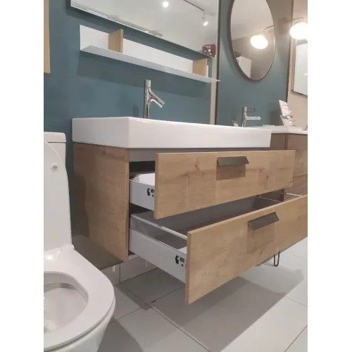 Комплект мебели для ванной Rythmik 100 см, арлингтонский дуб, +шкаф-колонна, выставочный образец, подвесной монтаж EB1304-E70+EXN112-Z-00+EB1058G-E70/У Jacob Delafon