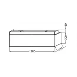 Модуль под раковину Terrace 120х48х38 см, черный матовый, верхний ящик из цельного дерева, система push-to-open EB1188-M61 Jacob Delafon