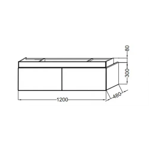 Модуль под раковину Terrace 120х48х38 см, черный матовый, верхний ящик из цельного дерева, система push-to-open EB1188-M61 Jacob Delafon