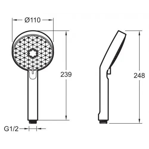 Душевая лейка Awaken 3 режима, титан, без шланга E72415-TT Jacob Delafon