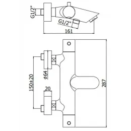 Смеситель для ванны Paffoni Light LIQ022CR