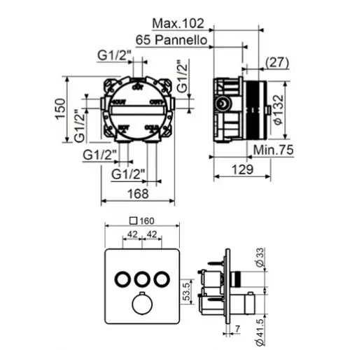 Комплект смесителя для душа с термостатом Plumberia Selection KITPSB2903NO