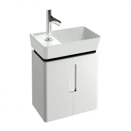 Комплект мебели для ванной Reve 45 см, белый блестящий, 2 дверцы, с подсветкой, подвесной монтаж E4805-00+EB1138-G1C+EB581-NF Jacob Delafon