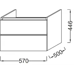 Модуль под раковину Parallel 57х50х44,6 см, пепельно-серый, 2 выдвижных ящика, без отверстия для сифона EB504-M15 Jacob Delafon