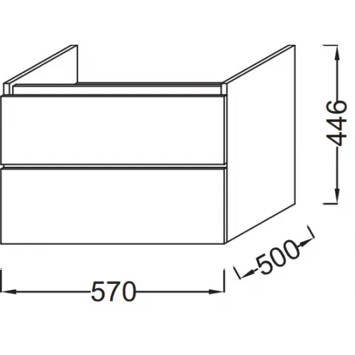 Модуль под раковину Parallel 57х50х44,6 см, пепельно-серый, 2 выдвижных ящика, без отверстия для сифона EB504-M15 Jacob Delafon