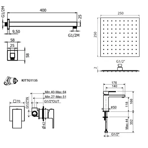 Комплект для душа Plumberia Selection TAG KITTG01CR53