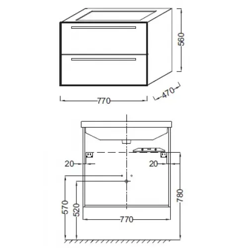 Модуль под раковину Struktura 77х47х56 см, розовое дерево, 2 ящика EB1277-E13 Jacob Delafon