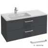 Модуль под раковину Vox 100х46х45,2 см, раковина слева, 2 ящика, серый антрацит глянцевый, изогнутая ручка EB2075-R1-442 Jacob Delafon