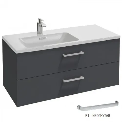 Модуль под раковину Vox 100х46х45,2 см, раковина слева, 2 ящика, серый антрацит глянцевый, изогнутая ручка EB2075-R1-442 Jacob Delafon